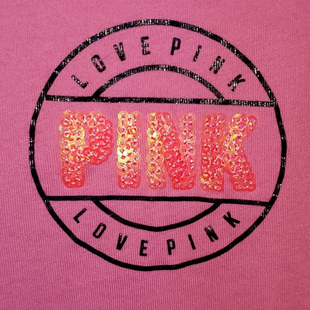 VS PINK Logo Bling Long Sleeve Tee (XS)